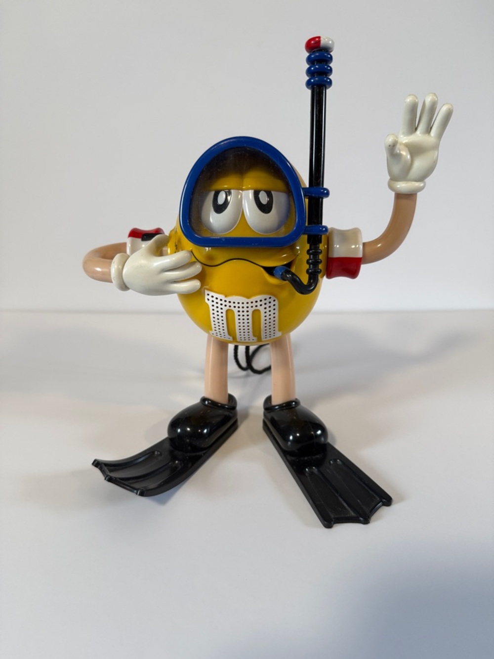 Vintage M&M'S Yellow Scuba Diver Figure with Blue Mask and Black Fins